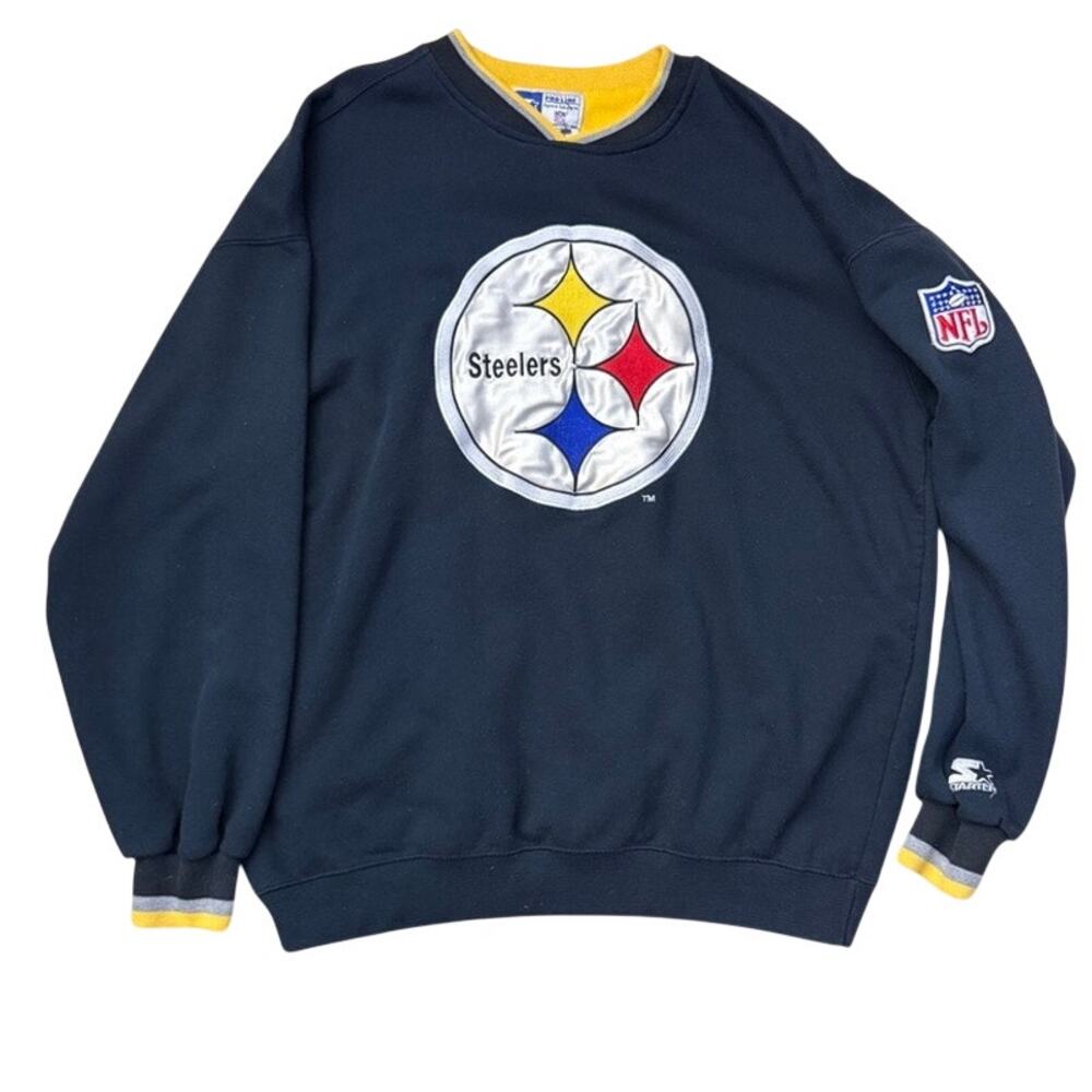 Pittsburgh Steelers NFL Vintage 90s Starter Pro thick black sweatshirt Size XL